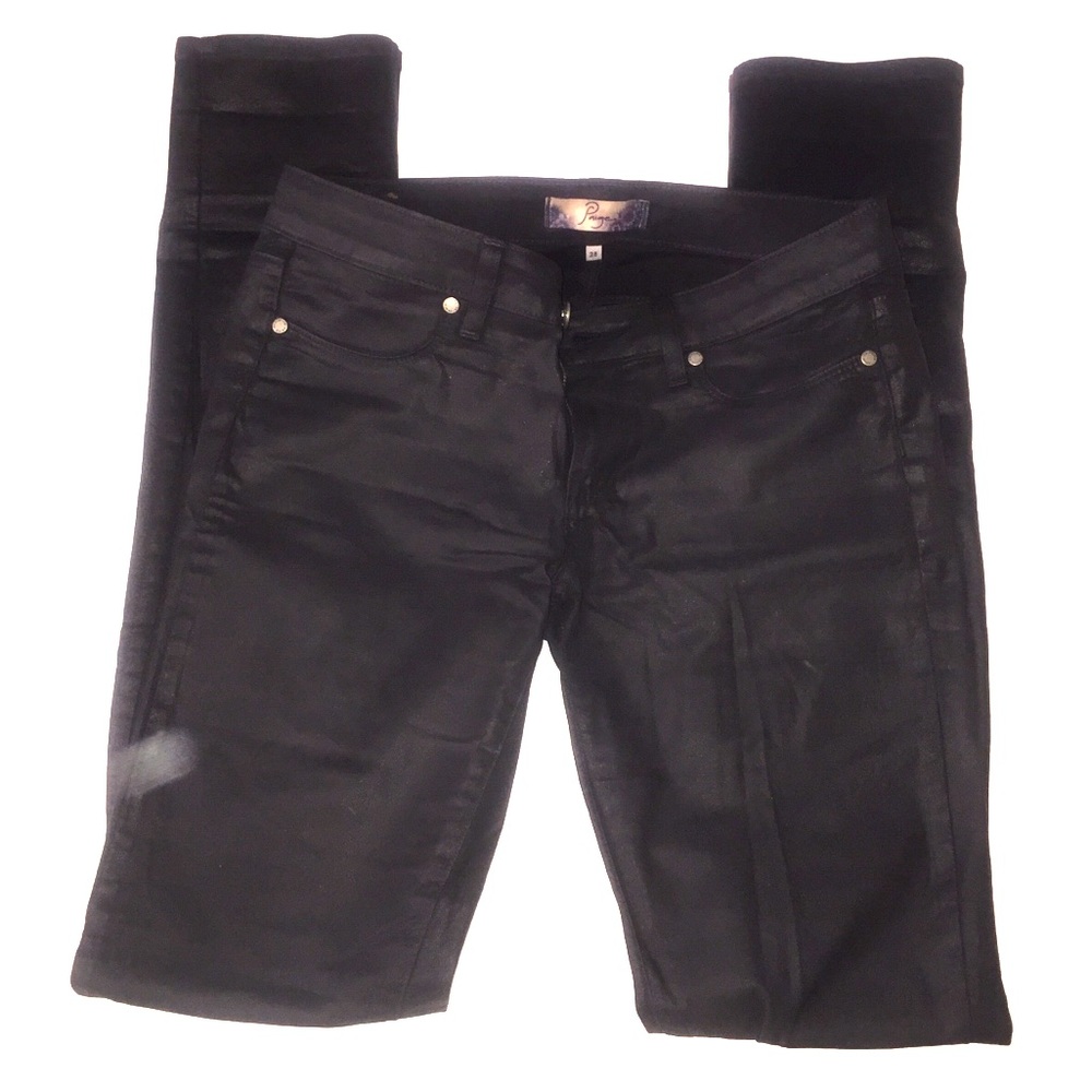 PAIGE coated skinny black jeans